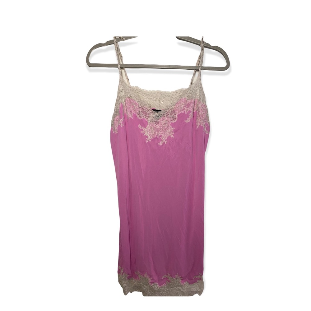 Natori Enchant plum chemise with white lace trim!